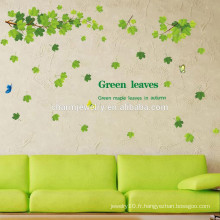 Belle couleur vert feuilles autocollant mural amovible QTS054